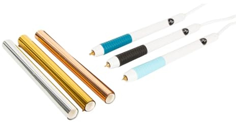 Crafts&Co® Heat Active Pen Starterkit Deluxe | Inklusive 3 Stifte mit Verschiedenen Schreibstärken & 3 Farben Folie | Erstelle Wunderschöne Folieneffekte | Perfekt für Einsteiger und Kreative Designs