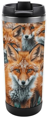 NTVOWPZO Travel Mug Many Foxes Coffee Cup Reusable Insulated Tumbler with Lid Travel Coffee Mug Stainless Steel Insulated Coffee Tumbler for Coffee Tea And Drinks