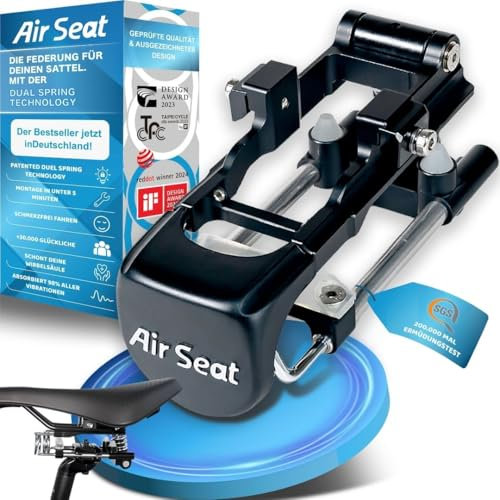 Air Seat Sattelfederung Fahrrad - Sattelstütze gefedert - Das Original - Fahrradsattel mit Federung schont Wirbelsäule - Fahrradsattel Federung 100% Comfort - Fahrrad Zubehör gefederte Sattelstütze