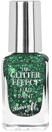 Barry M Glitter Effect Nail Paint, Shade Good Time Green |Green Glitter Nail Polish