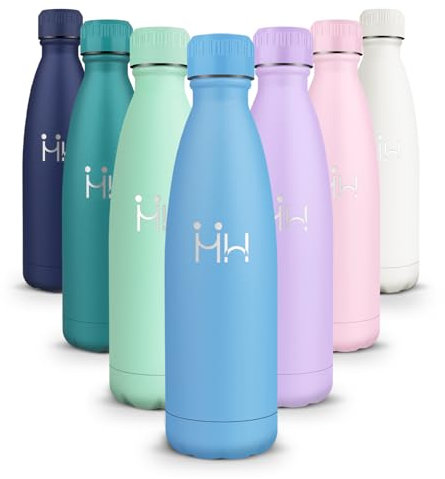 HoneyHolly Botella Termica 500ML - Botella agua Acero Inoxidable, Termo con pared Doble Aislamient, de Fugas, Cantimplora Termica para Niños, Deportiva, Gym - Conserva 12 Horas Caliente, 24 frio