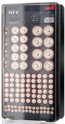 Battery Storage Case with Battery Tester,Battery Organiser & Batteries Box, Large Capacity for Batteries AAA, AA, C, D, 9V (Not Included)