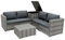 Rattan Garden Corner Furniture Set Outdoor Premium 6 Piece Grey 4 Seater Modular Sofa Chairs With Cushions Glass Top Coffee Table 250L Storage Box Metal Frame Patio Lounge Seat FREE Rain Cover