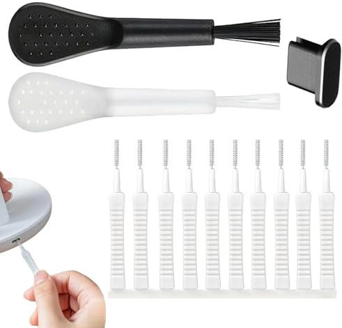 Kit de limpieza para teléfonos móviles, 13 unidades antirdeslizantes, limpiador de puertos de carga, reutilizable, cepillo de limpieza suave con cerdas suaves, polvo y suciedad removedor para