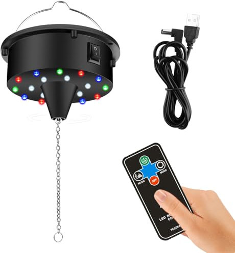 YCCOKJJ Discokugel Motor LED Drehmotor Spiegelkugel 10 U/min Diskokugel Motor mit Fernbedienung, 4 Bunten Lichtern und 18 LED-Perle Multi-Modus Leiser Antriebsmotor Kann Einen Disco-Effekt Erzeugen