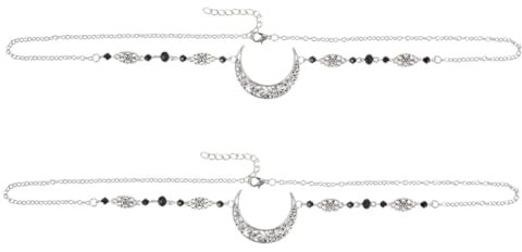 DEARMAMY 2stücke Vintage Stirnband Mit Hohlem Mond-motiv Elegante Kristall-haarketten Für Damen Robuster Legierungs-kopfschmuck Glänzend Für Hochzeit Party Und Festliche Anlässe