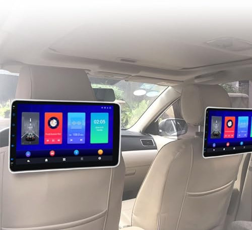 QIeAny Car Headrest Player, Multi-Functional Car TV Headrest Monitor(10.1inch), 4 Audio Outputs, TF/USB Playback, Multiple UI Interfaces, Supports 24 National Languages,2pcs