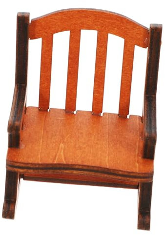SUPVOX Miniature Rocking Chair 1/12 Scale Dolls House Wooden Braided Rope Seat Craftsmanship Dollhouse Decoration Early Education Accessories Imaginative Play Children