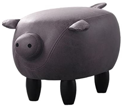 Tier-Fußhocker - Schweine-Design, niedriger Hocker mit Holzbeinen, Kunstleder-Sofa-Hocker für Schlafzimmer und Wohnzimmer