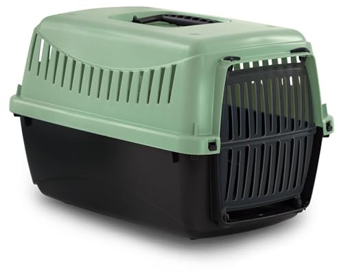 URBNLIVING Transportbox für Hunde und Katzen aus Kunststoff, robuste und leichte Reisebox mit sicherem Schloss und Belüftung, leicht zu reinigende Hundehütte für Welpen, Kätzchen und kleine Haustiere