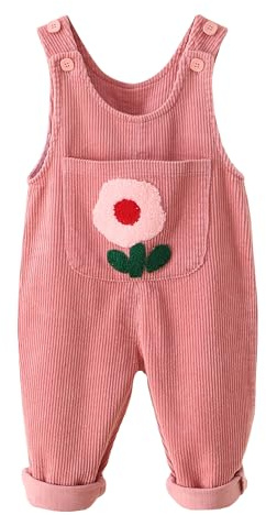 Happy Cherry - Salopette in Corduroy per Bambini e Ragazzi, Tuta in Corduroy per Ragazzi e Ragazze, Salopette a Un Pezzo per Primavera, Inverno e Autunno - 1-5 Anni, rosa a fiori, 2-3 Jahre