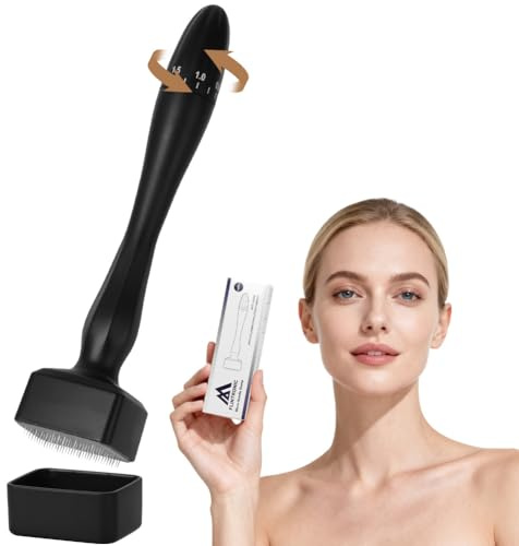 Flintronic Microneedling Pen 140 Titan Echte Nadeln, Derma Stamp Microneedling Dermastamp 0-3mm, Tragbares Dermapen Gesichtsverjüngung, Haarwuchs & Körperpflege (Schwarz)