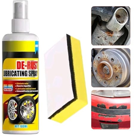 Kanoauo Spray per La Rimozione della Ruggine | 100ml Spray per Macchie di Ruota con Spugna | Antiruggine per Uso Generale | per Garage Auto Esterni Sottoscocca Disco Freno Bagno Cucina