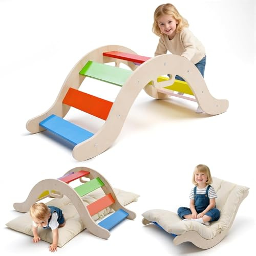 STYPLZ Indoor Kletterdreieck,Montessori Klettergerüst SetIndoor-Kletterset für Kleinkinder mit Dreieckiges Klettergerüst (2-Kleine unregelmäßige Form-Farbig-)