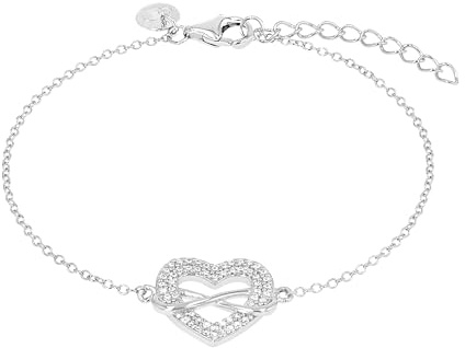 Tom Tailor Armband mit Anhänger für Damen, Sterling Silber 925, mit Zirkonia, 16+4 cm, silber, Herz und Infinity, Geschenkidee, Armschmuck, Damenschmuck, 2100577