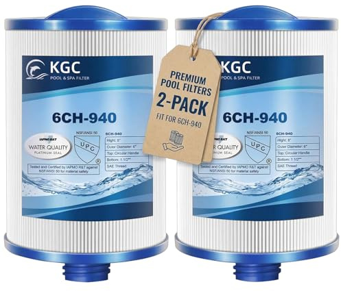 KGC 6CH-940 - Paquete de 2 filtros de SPA compatibles con Pleatco PWW50P3 (Rosca Gruesa SAE de 1 1/2 Pulgadas), Unicel 6CH-940, Filbur FC-0359, Waterway 817-0050, 03FIL1400, 25252, para Skimmer de