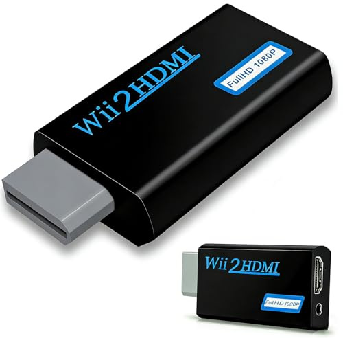 Powice Wii HDMI Adapter, Wii Adapter HDMI, Adapter für Wii an Fernseher,720/1080P Wii zu HDMI Adapter für Wii Monitor Beamer Fernseher (Schwarz)