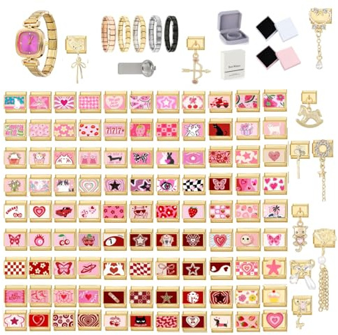 Loozykit Personalisierte Italian Charm Bracelet Charms Set Gold Silber 10pcs Italian Charms 9mm italien style charm watch für Damen Italien charm armband uhr Mädchen Geschenk