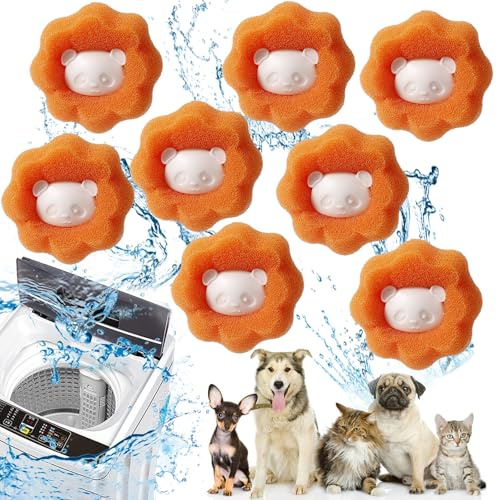 Tierhaarentferner Waschmaschine, 8 Pieces Wiederverwendbar Fusselentferner, Haarfänger Waschmaschine, Waschbälle Gegen Tierhaare, Fusselfänger für Kleidung und Bettzeug