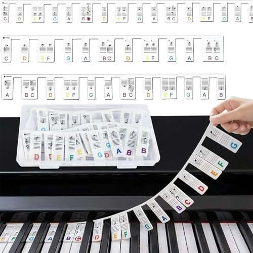 88 Tasten Klavier Noten Aufleger,Abnehmbare Klaviertastatur Notenetiketten,Piano Keyboard Stickers,Klavier Noten Leitfaden,Klavierführer für Anfänger,Klaviertasten Beschriftung für Anfänger,Kinder