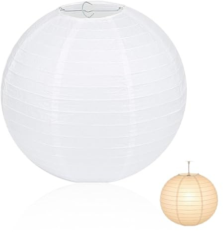 MKEAWWU Lampenschirm Hängelampe Papier Rund Weiß 30Cm 1 Stück Laterne Classic Papierlampion