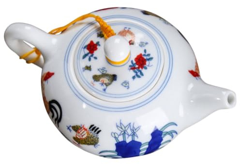 Mikikit Teiera in Porcellana Bianca da 200ml Manico Comodo e Fondo Resistente al Calore, Bollitore Portatile per Tè Sfuso per Casa e Ufficio