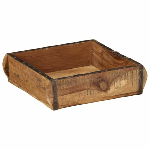 Fengshui Vassoio in legno massiccio anticato, 29 x 31 x 10 cm, marrone