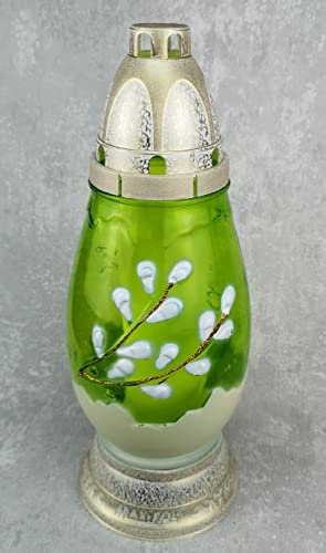 Grabschmuck Grablampe Grablicht Grabkerze Oster Osterei AM-MP-051 Grün