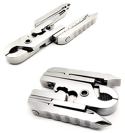 CHUCKSSS Multi-functional Tool Pliers Tech Folding Keychain Portable Mini Outdoor Combination Screwdriver, Bottle Opener, Wire Stripper, Ruler, SIM Card Clip 15 in 1