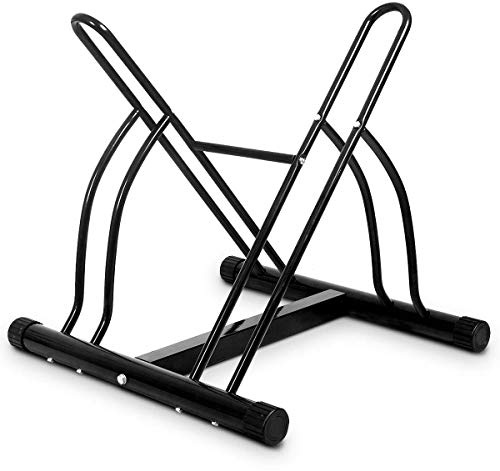 COSTWAY Supporto Parcheggio per 2 Biciclette, Portabiciclette Rastrelliera per Bici 2 Posti da Pavimento o da Parete Esterno in Acciaio, Nero