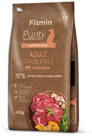 Fitmin Dog Purity GF Adult Beef | Hundetrockenfutter | EIN getreidefreies Futter | Erwachsene Hunde mittlerer | Extraklasse Komplettfutter mit Rindfleisch 12 kg