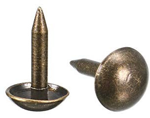 sourcing map Tapicería Clavos Tachuelas 6mm Diámetro 8mm Altura Antiguo Redondo Pulgar Empuje Pasadores Bronce Tono para Muebles Sofá Cabeceros, 100 Piezas