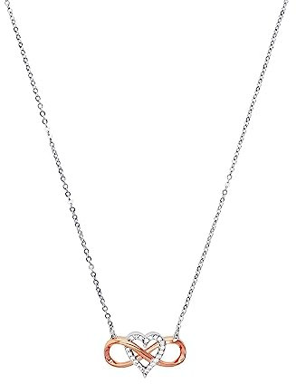 Amor Kette mit Anhänger 925 Sterling Silber Damen Halsschmuck, mit Zirkonia synth., 42+3 cm, Bicolor, Infinity, Kommt in Schmuck Geschenk Box, 2022424