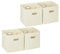 4 x Aufbewahrungsbox, Regalkorb ohne Deckel, Faltkiste mit Griff, Regalbox faltbar, Stoffbox quadratisch, 30 cm, beige