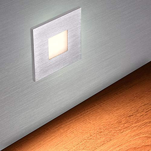 max K O M F O R T LED Treppenbeleuchtung 230V warmweiß 0,5W – Eckige Aluminium Treppenleuchte für stilvolle & sichere Beleuchtung | Modell 6104S