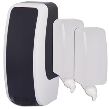 Blanc HYGIENIC Cosmos Schaumseifenspender Schwarz-Weiß + 2 L | Manueller Wandspender mit 2 × 1 Liter antibakterieller Schaumseife und bis zu 5.000 Anwendungen