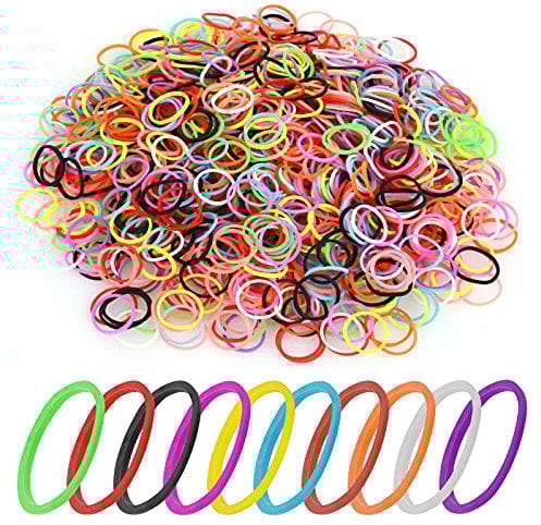 Molain 1000 Stück Mini Bunte Gummibänder Haarbänder Flechten Haargummis für Kinderhaar, Hochzeit Frisur, Kleine Dreadlocks, Pferdeschwanz-halter Haltbare aus Weichem Gummi