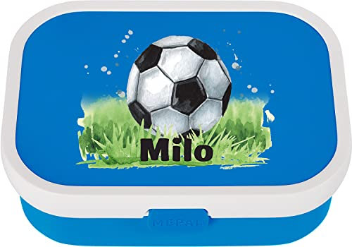 EZYshirt® Sportliche Fussball Brotdosen mit Name Personalisierte Brotdose mit Bento-Einsatz