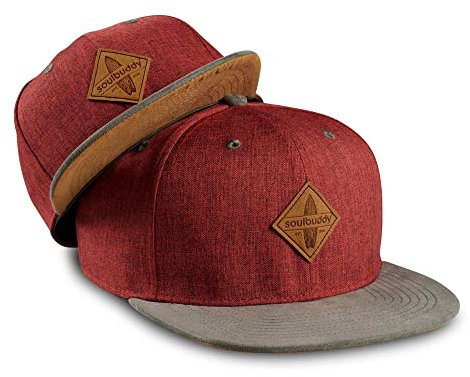 Soulbuddy Cap Herren Cap Kinder – 2er-Set Familien Outfit Set – Vatertagsgeschenk für Papa – Geschenke zum Vatertag – Papa Geschenk – Dunkelrot – One Size und Kids L