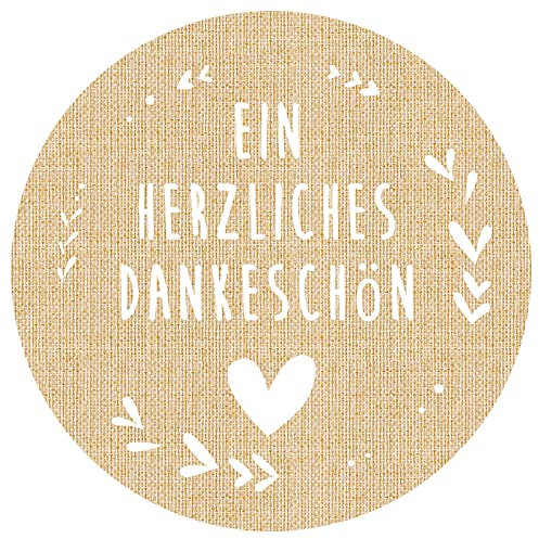 jijAcraft Dankeschön Runde Aufkleber 96 Stk-5cmSelbstklebend Sticker in Jute Klebeetiketten Dank Runde Etiketten Kraftpapier braun Homemade Aufkleber Marmelade für Dankeskarten Geschenktüten Hochzeit