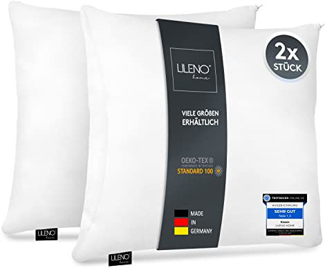 LILENO HOME Microfaser Kissen 30x30 cm [2er Set] bis 95 Grad waschbar mit Reißverschluss - Kopfkissen 30x30 cm als Kissen-Füllung für Bett oder als Deko-Kissen - Sofa-Kissen & Zier-Kissen