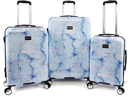 bebe Ada Damen-Koffer-Set, 3-teilig, Blauer Marmor, Blauer Marmor, 3pc Set, Ada Trolley-Set, 3-teilig