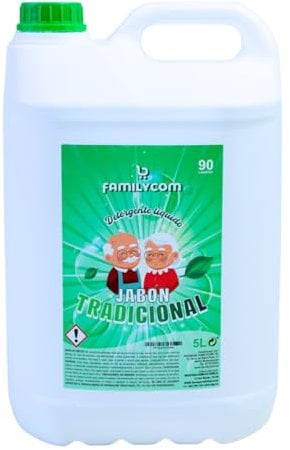 Familycom Detergente Liquido para Lavadora Profesional Marsella Colores Jabon Tradicional, 5 Litros (Tradicional)
