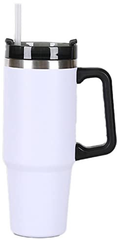 Taza térmica de 900 ml, de doble pared, de acero inoxidable, con tapa y pajita para coche y oficina