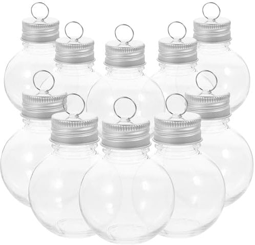 YARNOW 10pcs Christmas Spherical Bottle Plastic Ornament Balls Bubble Booze Balls Juice Container Mini Glass Bottle Decorative Light Bulb Christmas Ball Storage Box The Pet Travel Candy