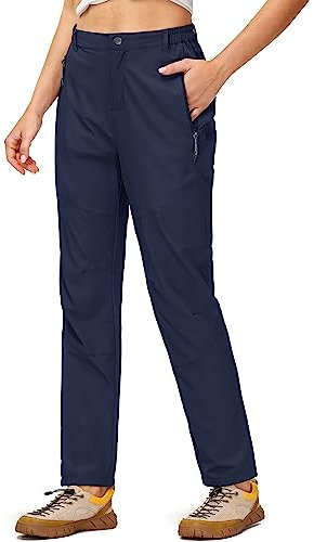 Butrends Leicht Jogginghose Damen Schnell Trocknend Wanderhose Elastischer Bund Trekkinghose UPF 50+ Funktionshose mit reißverschlusstaschen Dunkelblau, S