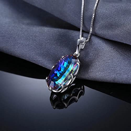 OBCPD Mystische Blaue Regenbogen-Quarz-925-Sterlingsilber-Anhänger-Halskette für Frauen Edelstein Keine Kette