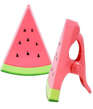 Sharharge Lot de 2 grandes pinces à linge robustes à motif pastèque pour chaise de plage, piscine, chaises de croisière, transats