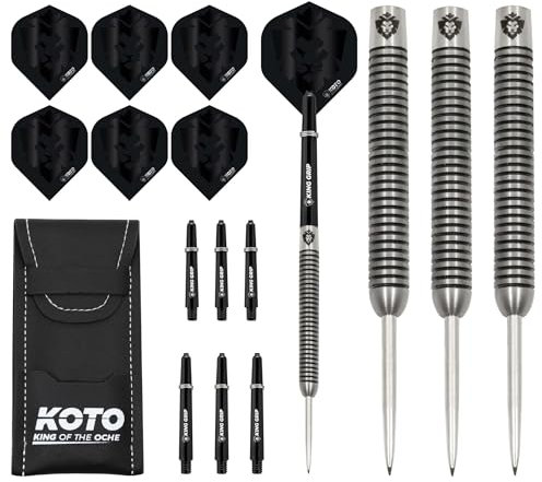 KOTO - Forma 90% Darts 23 G, Silber, Darts Set Inkl. 3 Barrels, 2 SetsFlights + Shafts & Dartwallet, Firm Ringgrip