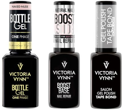 VICTORIA VYNN Nagelgel & Gel Polish Set: Boost-Hybrid-Base, SOAK Off Tape Bond & Einphasen-Gel, UV/LED Gel für Nägel, Ideal für Perfekte Maniküre - 31ml Gesamt